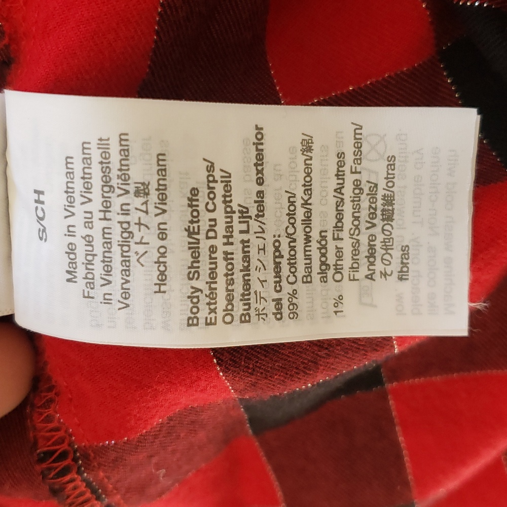 J. CREW FACTORY Buffalo Plaid Ruffle Collar Flannel Shirt Red Black Silver S - Picture 16 of 16